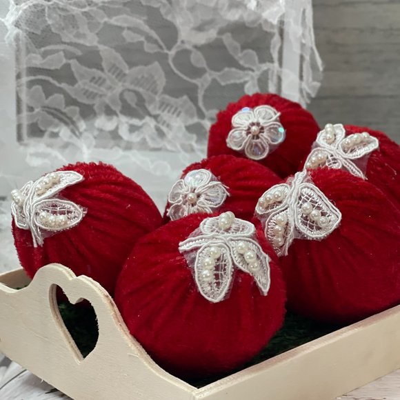 Velvet Set of 6 Easter Egg| Lipstick Red | Valentines Day Vase Filler| Photo - Picture 10 of 16